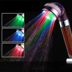 دوش LED آنیون رنگارنگ SPA دوش سر تحت فشار صرفه جویی در آب کنترل درجه حرارت رنگی روشن دستی دوش بزرگ باران