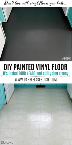 نحوه رنگ آمیزی کف وینیل |  کف های رنگ شده DIY |  دانس لی لیک هاوس
