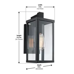 Bel Air Lighting Oxford 12.5 in. 1-light Black Outdoor Wall Lantern Sconce with Clear Glass-40750 BK - انبار خانه