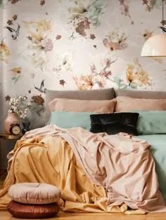 کاغذ دیواری اتاق خواب گل و پروانه Dusty Rose