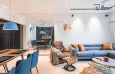 فضای داخلی آپارتمان به سبک معاصر با آبی و خاکستری |  پیمانکار آنوشکا - دفتر خاطرات معماران