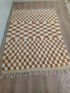 فرش شطرنجی فرش مراکشی ، قالیچه تخته شطرنجی ، قالیچه بربر "" CREAMY RUG