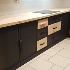 آشپزخانه به سبک صنعتی با استیل آبی و چوب جامد سفارشی