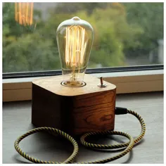 Lampe Edison، Lampe en bois، Lampe en bois Edison، Lampe de table، Lampe à la main، Lampe rétro، lampe de nuit