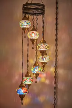 7 Globes Turkish Moroccan Plug In Swag سقف آویز چراغ لامپ لوستر |  eBay