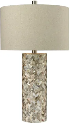 29 "H 1-Light Table 3-Way Lamp Natural Mother of Pearl Shell
