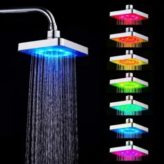 7 رنگ چراغ سبک عاشقانه آب خانگی دوش حمام چراغ دوش نور بدون باتری مورد نیاز ، تغییر رنگ دوش مربع - Walmart.com