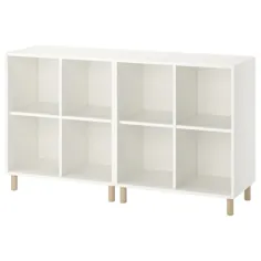 ترکیب ذخیره سازی EKET با پاها - سفید / چوبی - IKEA