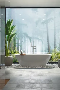 طرح های حمام که تحت تأثیر قرار می گیرند: میشل گرسون داخلی - سنگریزه و گیاهان