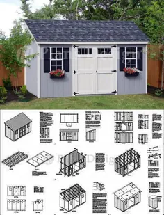 8 'x 16' Utility Garden Storage Deluxe Shed Plans، Lean-to Roof Style # D0816L