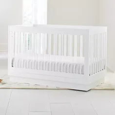 تختخواب قابل تبدیل Babyletto Harlow اکریلیک 3 در 1 با کیت تبدیل تخت کودک نوپا |  جعبه و بشکه