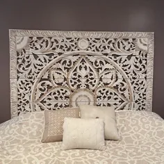 تختخواب تختخواب 76 اینچ پادشاه تختخواب چوبی استوایی جامد ، رنگ سفید ، دکوراسیون کلبه ساحلی اتاق خواب
