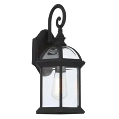 Bel Air Lighting Wenworth 1-Light Black Outdoor Wall Lantern Sconce with Clear Glass-4181 BK - انبار خانه