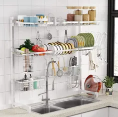 Over the Sink Dish Drying Rack 3 Tier Stainless Large |  اتسی