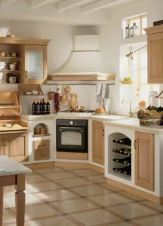 آشپزخانه های خانه های کشور ساخته شده از چوب: تصاویر و ایده هایی برای آشپزخانه های روستایی به سبک خانه های کشور - یاب آشپزخانه