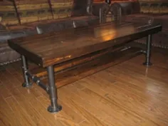 میز قهوه لوله جامد و چوب جامد اصلاح شده |  اتسی