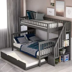 قاب تختخواب سفری راه پله با فضای ذخیره سازی ، قابل تبدیل به 2 تختخواب جداگانه