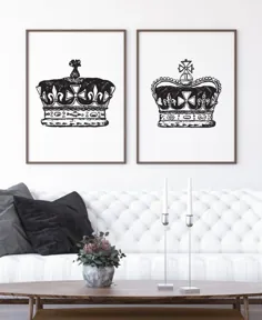 کینگ و ملکه بالای تخت تزئین دیوار تاج سلطنتی His and Hers |  اتسی
