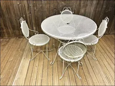 میز و چهار صندلی گرد گرد Vintage مجموعه اواسط قرن مدرن |  اتسی