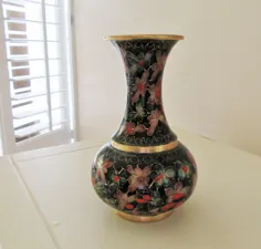 گلدان CLOISONNE Vase آسیایی گلدان شرقی گلدان آنتیک گلدان چینی |  اتسی