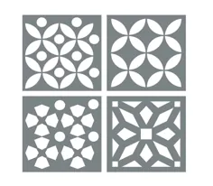 مجموعه ست استنسیل کاشی مراکشی چهار استنسیل کاشی 4x4 |  اتسی