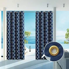 پرده بیرونی HGmart Patio Outdoor Privacy Indoor Panel UV Protection Top and Bottom Grommets Drape for Porch Gazebo Deck 50 "x 84" Mazarine-1 Panel (50 "x84"، Mazarine) (50 "x84")
