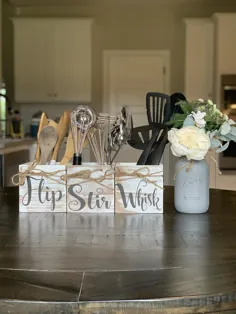 آشپزخانه تزئینی ظرف شیشه ای Flip Stir Whisk Holder Holder |  اتسی