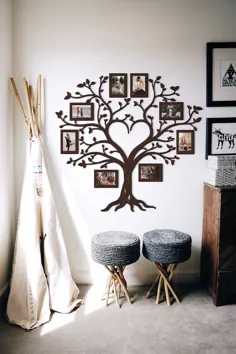 درخت چوبی قاب عکس زنده عکس های خانوادگی کلاژ دیواری |  اتسی