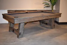 میز استخر بازیابی شده-طراحی چوب بلوط-میز بازی-مدرن |  اتسی