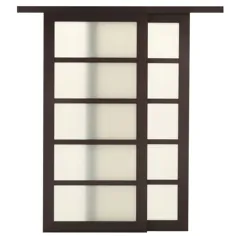 TRUporte 72 in x 80 in. 2240 Series Espresso 5-Lite Tempered Frosted Glass Composite Sliding Door-2240 - The Home Depot