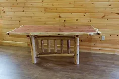 میز ناهار خوری قرمز Cedar Log Trestle - 36 "x 60"