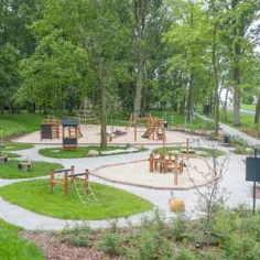 طراحی زمین بازی طبیعی در پارک |  بازی در شن و ماسه |