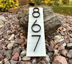 شماره خانه کشتی سیاه و سفید ، تابلوی آدرس ، پلاک آدرس ، خانه مزرعه مدرن ، دکوراسیون خانه مزرعه ، علامت افقی عمودی