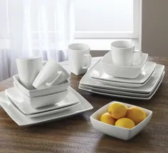 Better Homes & Gardens 16 Piece Loden Coupe Square Dinner، White - Walmart.com
