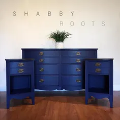 فروخته شده - مجموعه اتاق خواب عتیقه فدرال با رنگ آبی.  کمد و دو جای خواب.  جلوی تعظیم چوب جامد.  آبی / آبی سلطنتی سانفرانسیسکو ، کالیفرنیا