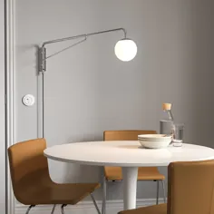 SIMRISHAMN لامپ دیواری با بازوی چرخشی + لامپ LED ، شیشه کروم / عقیق - IKEA