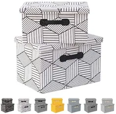 سبد ذخیره سازی پارچه مکعبی مخروطی انبار Enzk & Unity تاشو با ظرف تاشو با ظروف جعبه سازنده دسته برای شیرخوارگاه کمد دفتر کار قفسه ، 2 بسته ، سفید