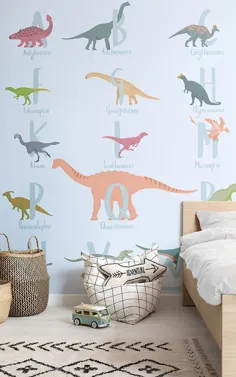 کاغذ دیواری دایناسور آبی |  نقاشی دیواری