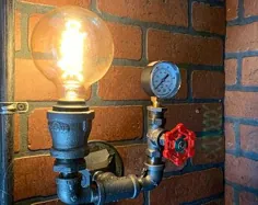 Wall Sconce روشنایی صنعتی با قفس لوله سیاه Steampunk |  اتسی