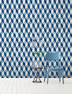 کاغذ دیواری کاشی پرتغالی آبی و سفید - تصاویر پس زمینه Feathr