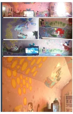 نقاشی دیواری دیزنی دیوار اتاق کودکان را نقاشی می کند
