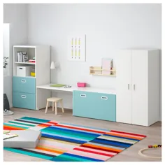 STUVA / FRITIDS ترکیب ذخیره سازی ، سفید ، آبی روشن ، 118 1 / 8x19 5 / 8x50 3/8 "- IKEA