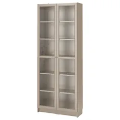 کتابخانه BILLY با درهای شیشه ای ، خاکستری ، جلوه فلزی ، 31 1 / 2x11 3 / 4x79 1/2 "- IKEA