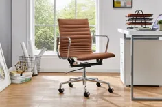 صندلی اداری کم پشت آلومینیومی استاندارد (ساخت چرم قهوهای مایل به زرد) |  صندلی های اداری |