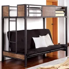 تخت تختخواب سفارشی دوقلو چوبی و فلزی ، سیاه - BM165964 - 66.5 H x 41 W x 78.37 L اینچ / سیاه