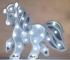 چراغ نور / چراغ شبانه اسب شاخدار.  Lámpara Unicornio از LED بهره می برد