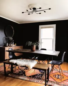 8 ایده اتاق ناهارخوری سیاه که رنگ پررنگ را ثابت می کند بهترین راه برای تنظیم حالت |  Hunker