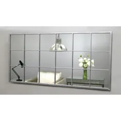 بروکلین - آینه پنجره فلزی صنعتی نقره ای 55 "x 28" (140 سانتی متر x 70 سانتی متر)