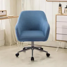 صندلی میز کار صندلی چرخشی پارچه ای آبی روشن بویل قابل تنظیم ارتفاع مدرن صندلی لهجه ای-WF-HFOF-005B - ​​انبار خانه