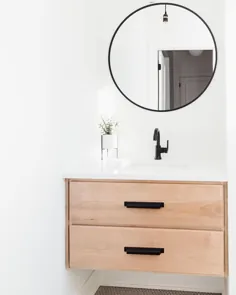پست اینستاگرامی کاردینال کرست: «اتاق های پودر جالبترین هستند.  دانه های چوب طبیعی در برابر دیوارهای سفید ؟؟  .  .  .  .  .  .  .  .  .  .  .  .  .  .  # حمام # حمام # طراحی حمام... "